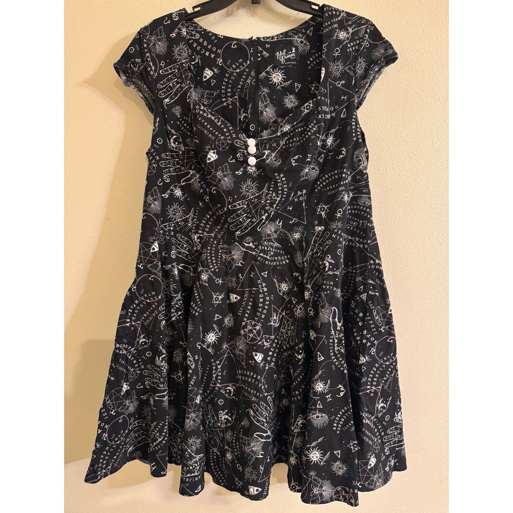 Hell Bunny Black Mini Dress with White Occult Print